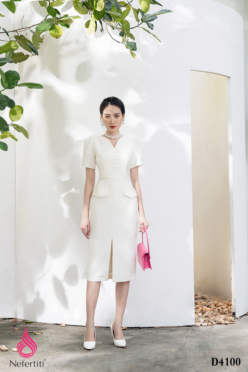 3D4100 - ĐẦM SUÔNG ĐÍNH NGỌC TRAI SANG TRỌNG