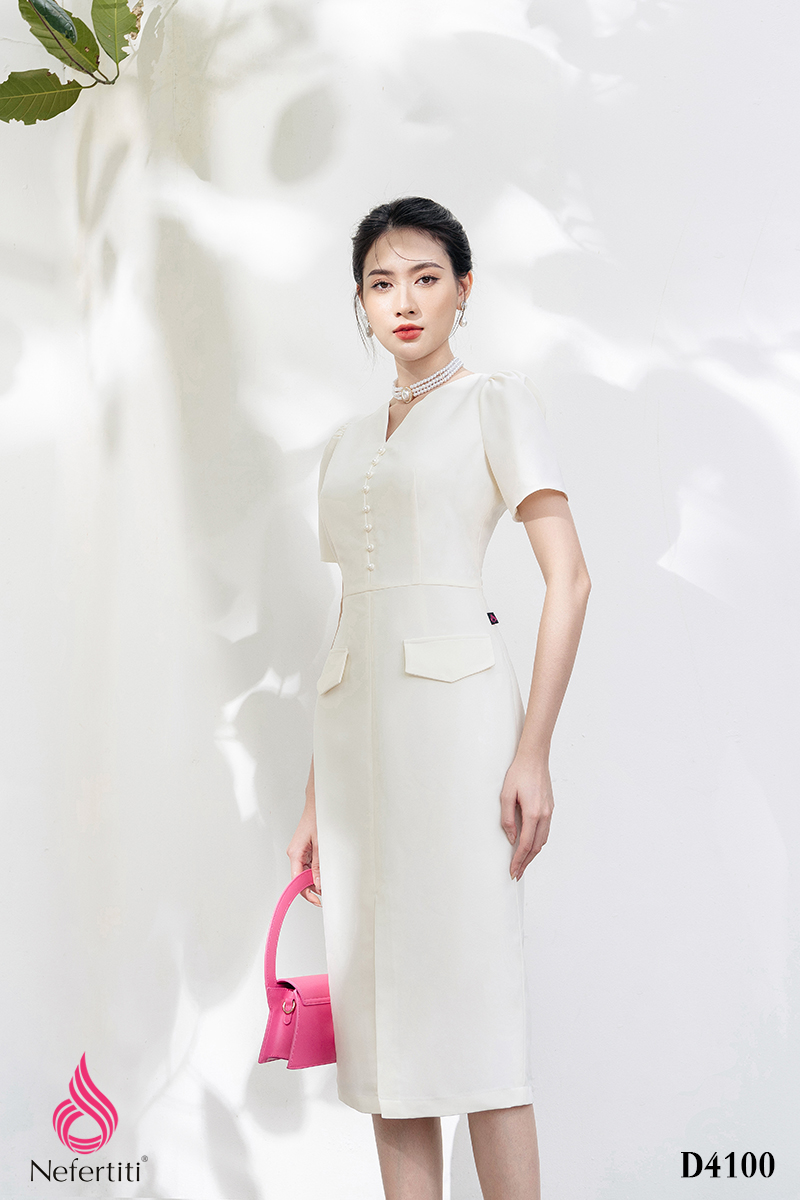 3D4100 - ĐẦM SUÔNG ĐÍNH NGỌC TRAI SANG TRỌNG