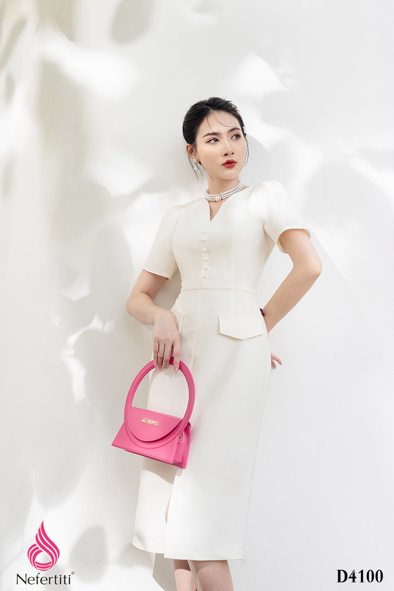 3D4100 - ĐẦM SUÔNG ĐÍNH NGỌC TRAI SANG TRỌNG