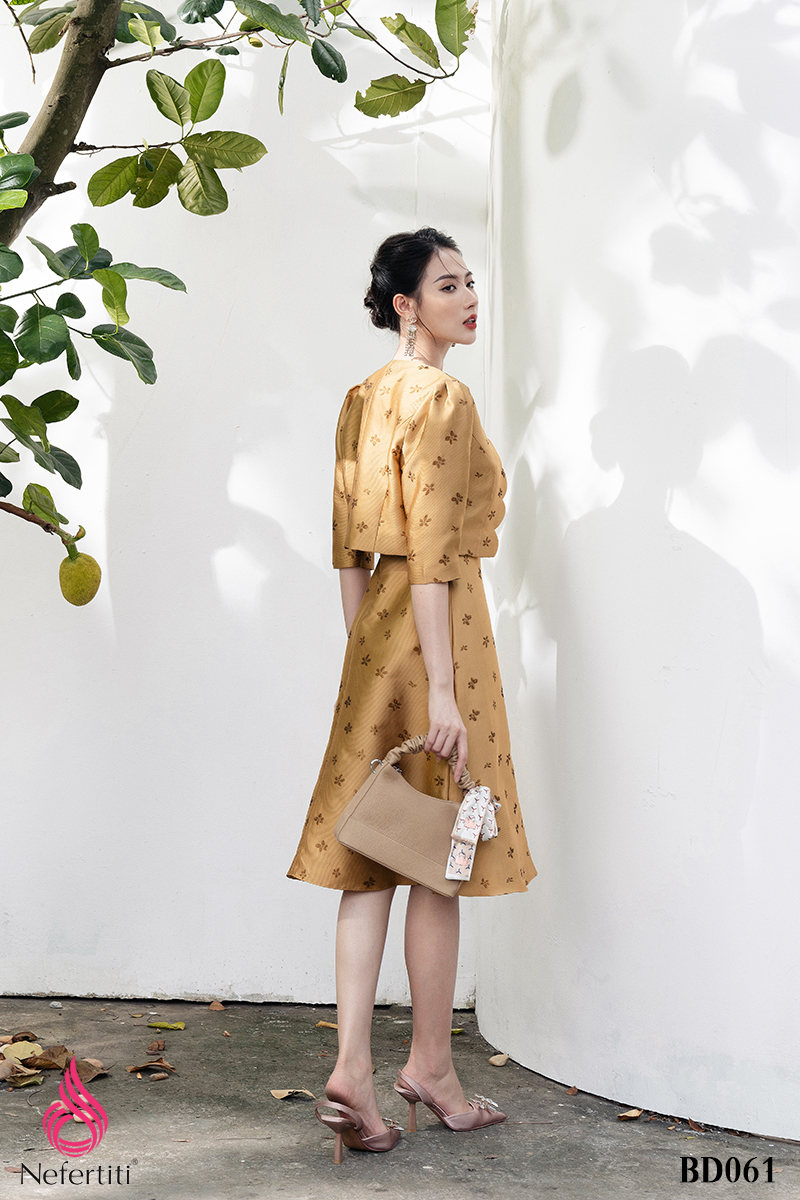 3BD061 - SET ĐẦM DÁNG XÒE + ÁO KHOÁC LỬNG