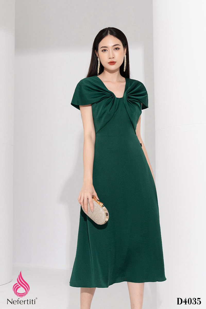 1D4035 - ĐẦM DÁNG DÀI VAI XẾP LI CÁCH ĐIỆU