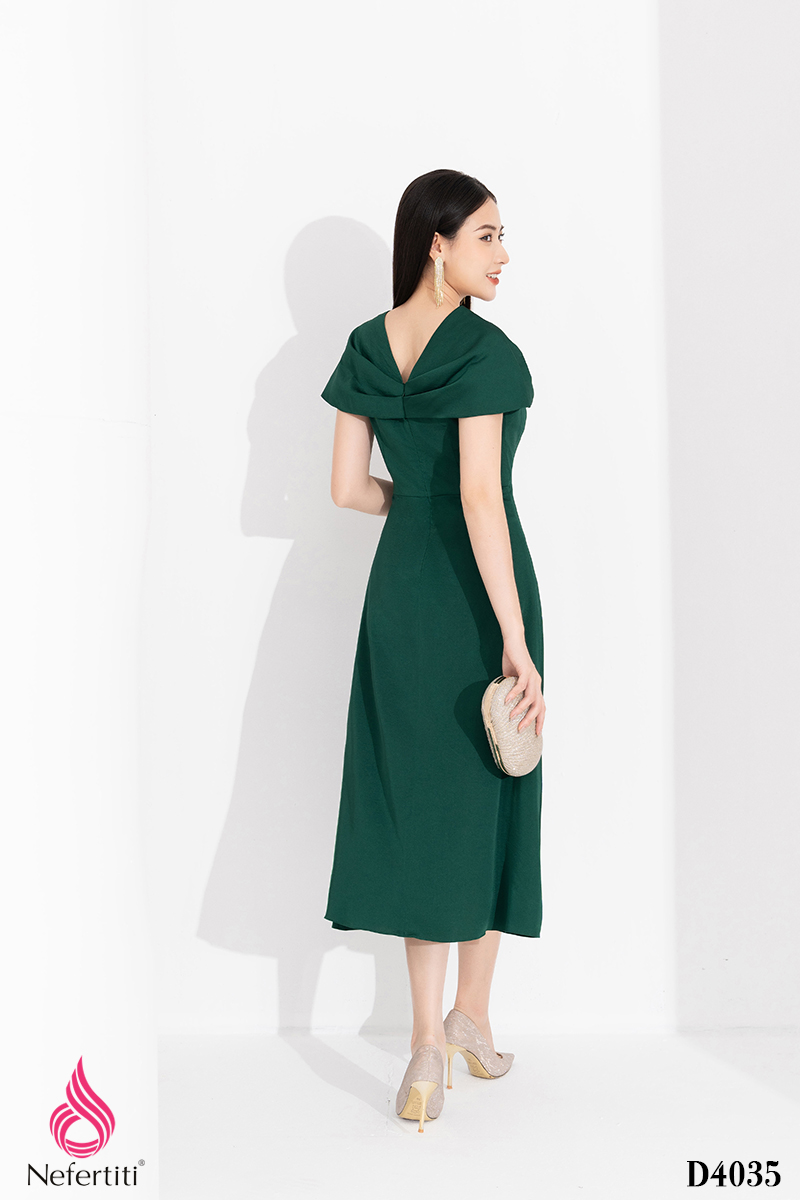 1D4035 - ĐẦM DÁNG DÀI VAI XẾP LI CÁCH ĐIỆU