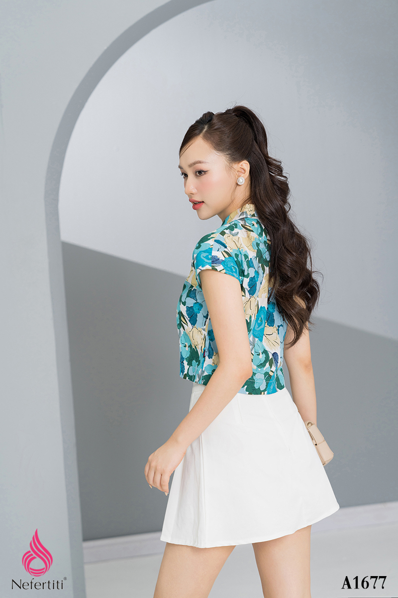 1A1677 - SƠ MI CROPTOP HỌA TIẾT