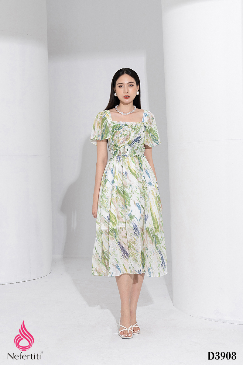 1D3908 - ĐẦM VOAN DÁNG XÒE