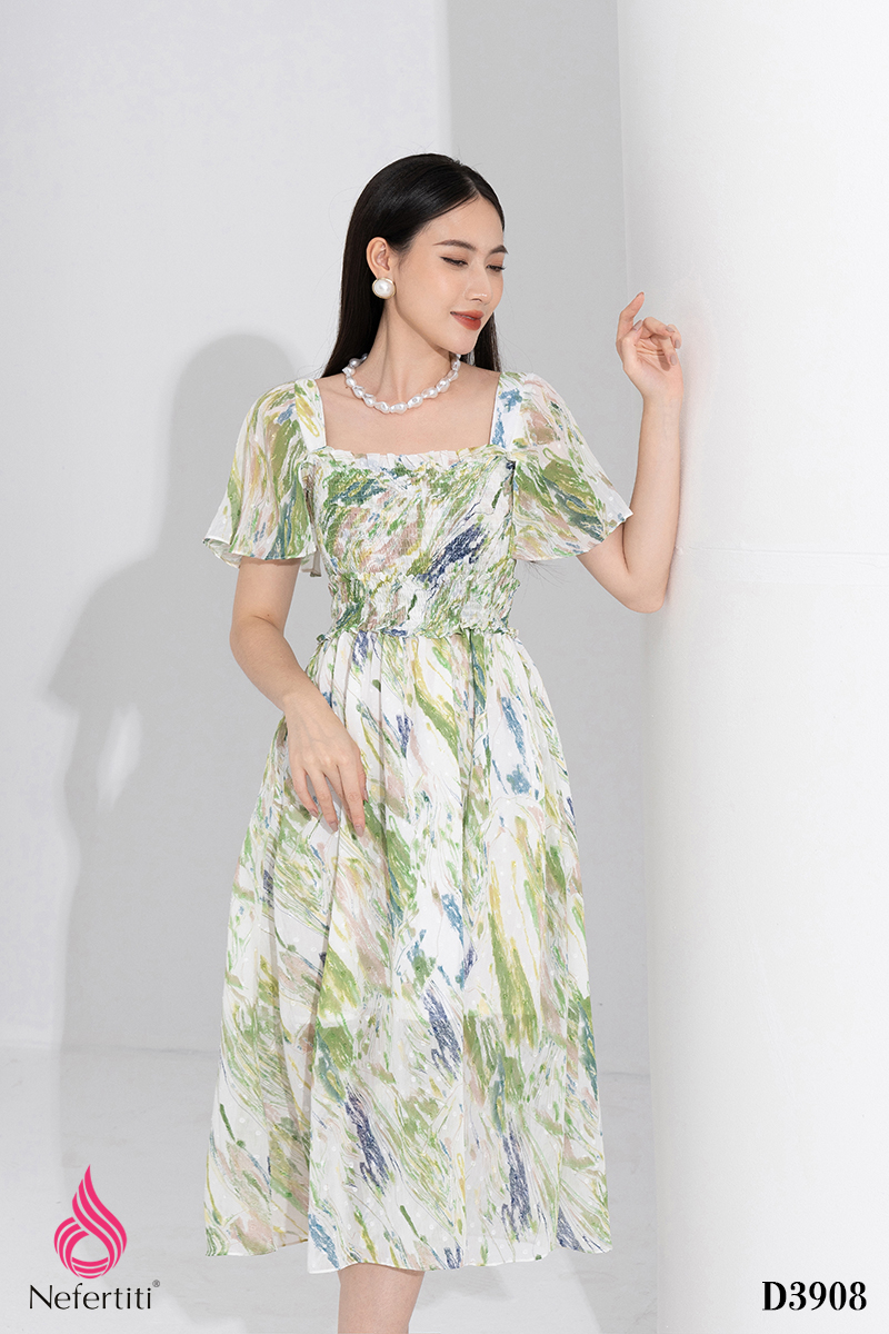 1D3908 - ĐẦM VOAN DÁNG XÒE