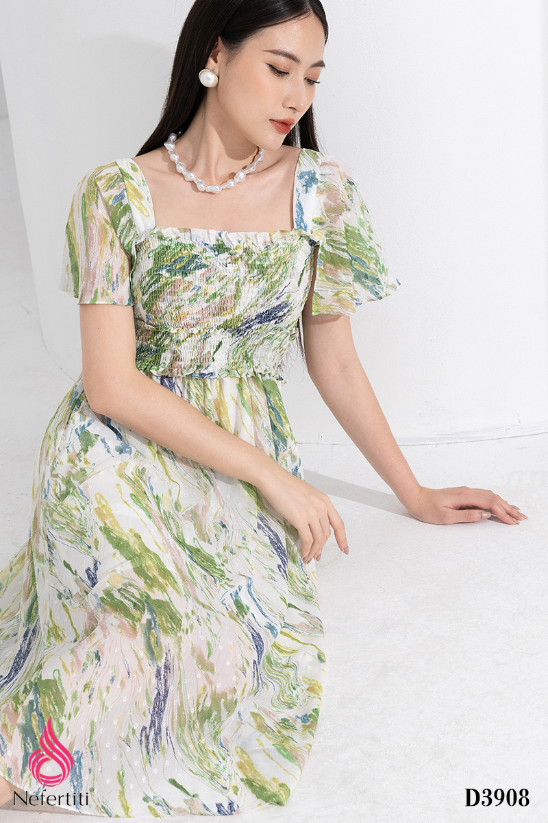 1D3908 - ĐẦM VOAN DÁNG XÒE