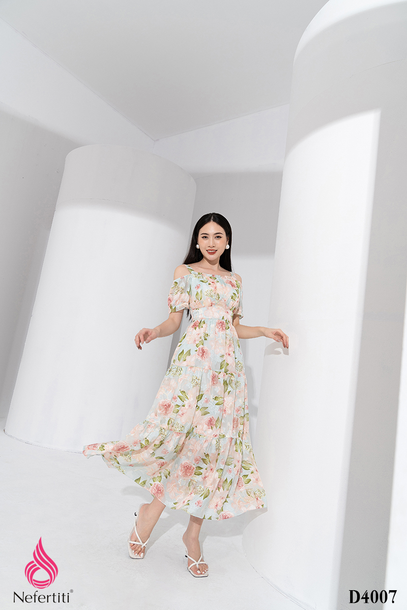 1D4007 - ĐẦM VOAN DÁNG XÒE DÀI