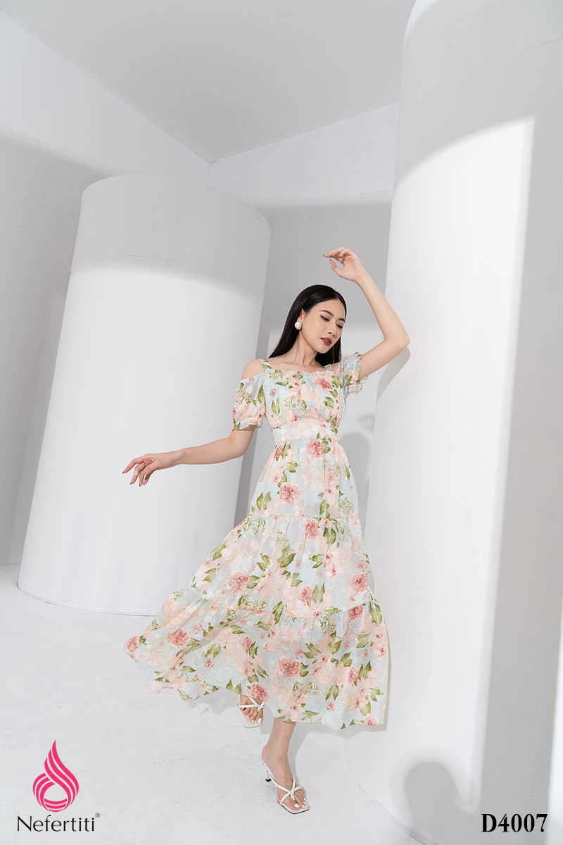 1D4007 - ĐẦM VOAN DÁNG XÒE DÀI