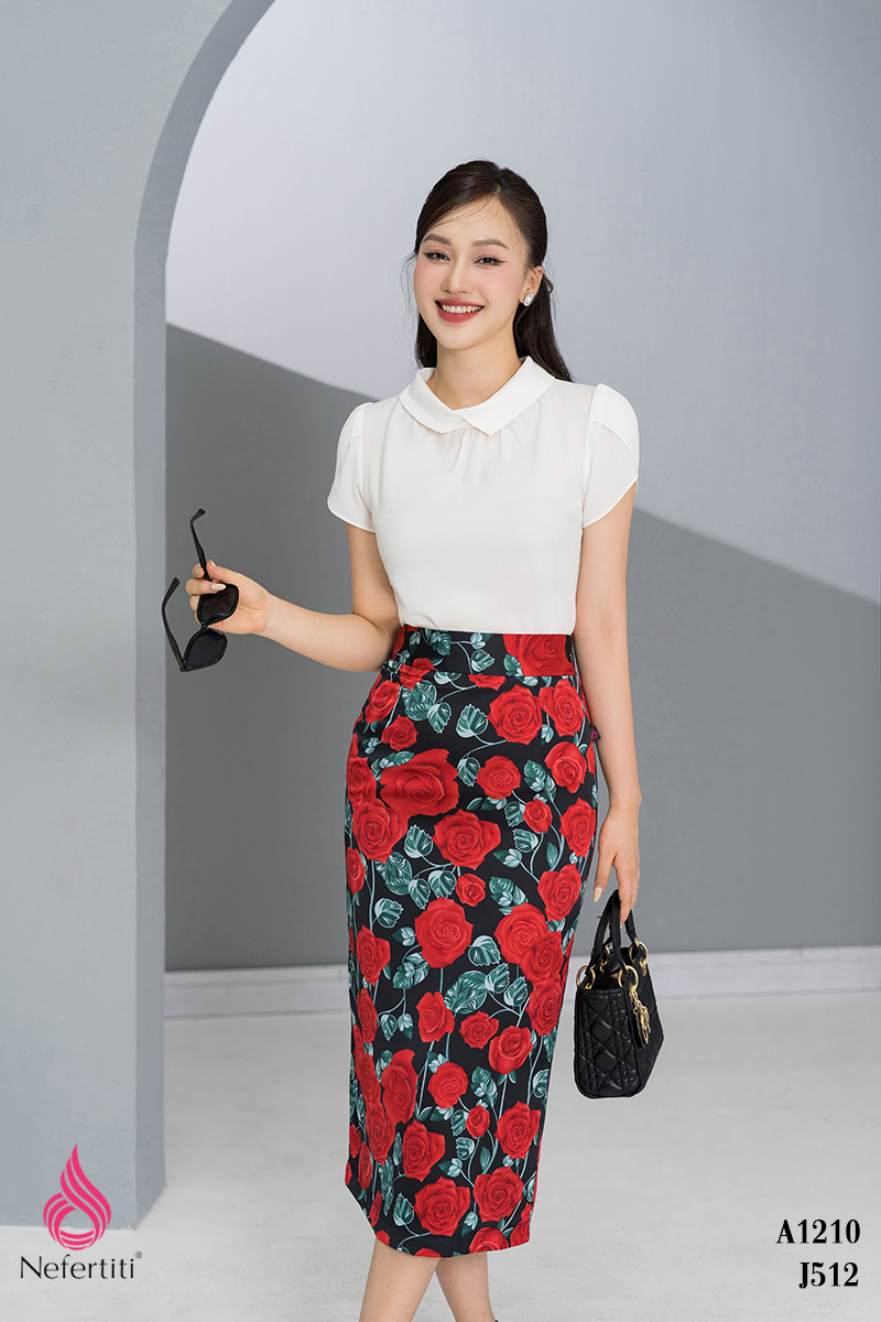 1j512 - CHÂN VÁY HOA DÁNG DÀI