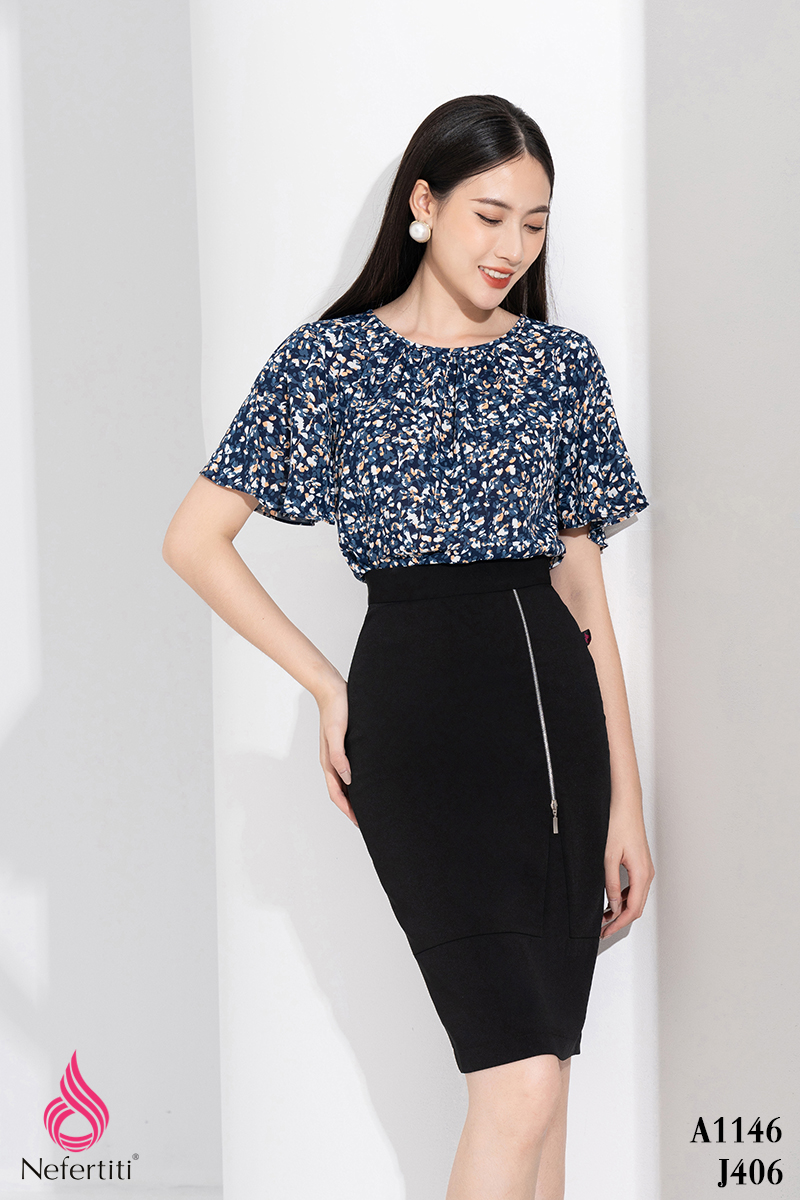 1A1146 - ÁO SƠ MI HỌA TIẾT HOA NHÍ