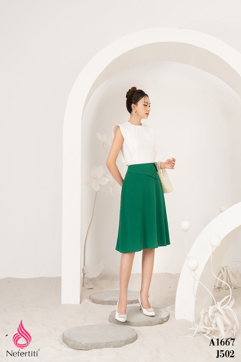 1J502 - CHÂN VÁY LỤA DÁNG XÒE