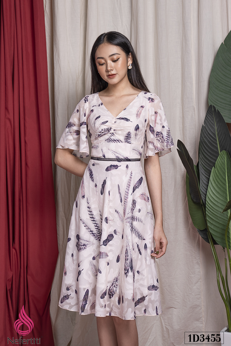 1D3455 -  ĐẦM DÁNG XÒE TAY XẺ ĐIỆU