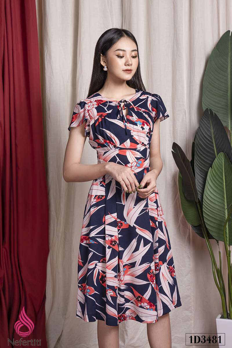 1D3481 - ĐẦM LỤA HỌA TIẾT XẾP LI XÒE