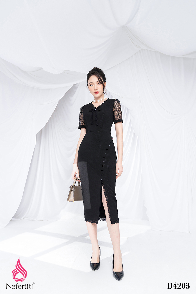 3D4203 - ĐẦM PHỐI REN XẺ ĐÙI