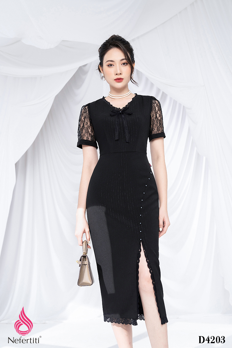 3D4203 - ĐẦM PHỐI REN XẺ ĐÙI