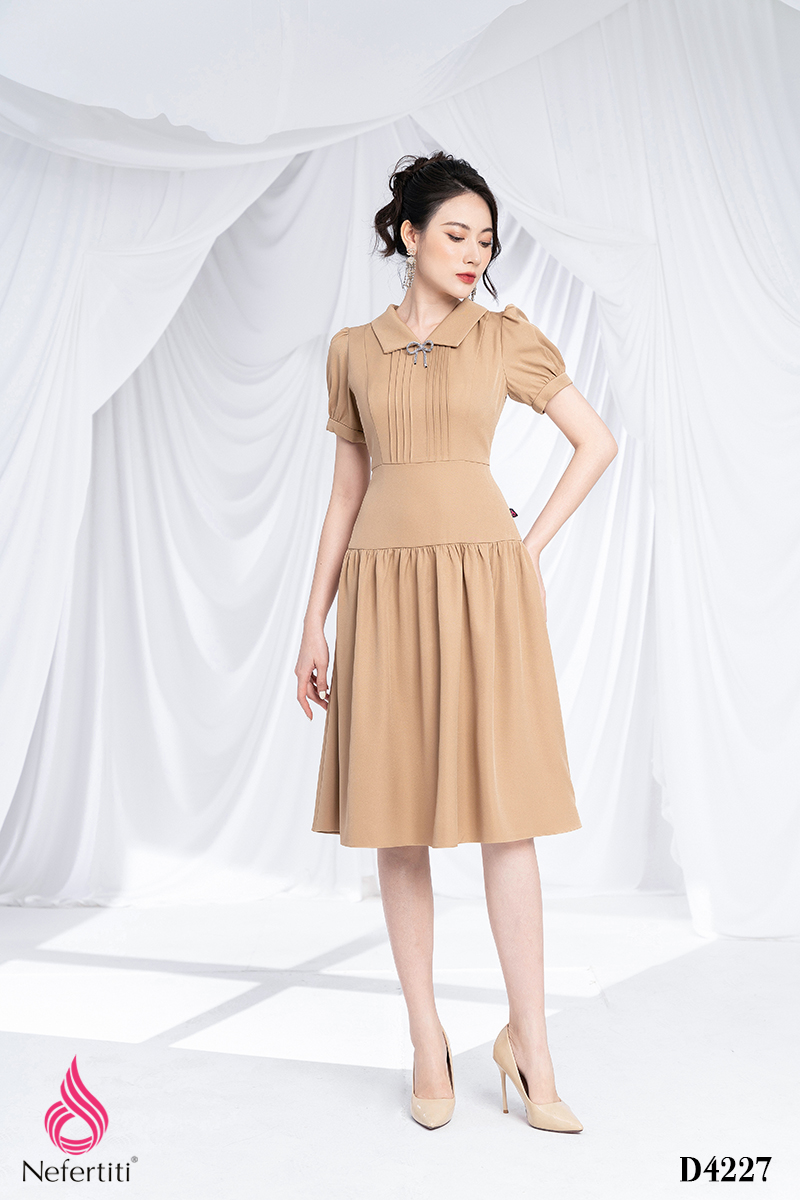 3D4227 - ĐẦM XẾP LI XÒE TAY BỒNG