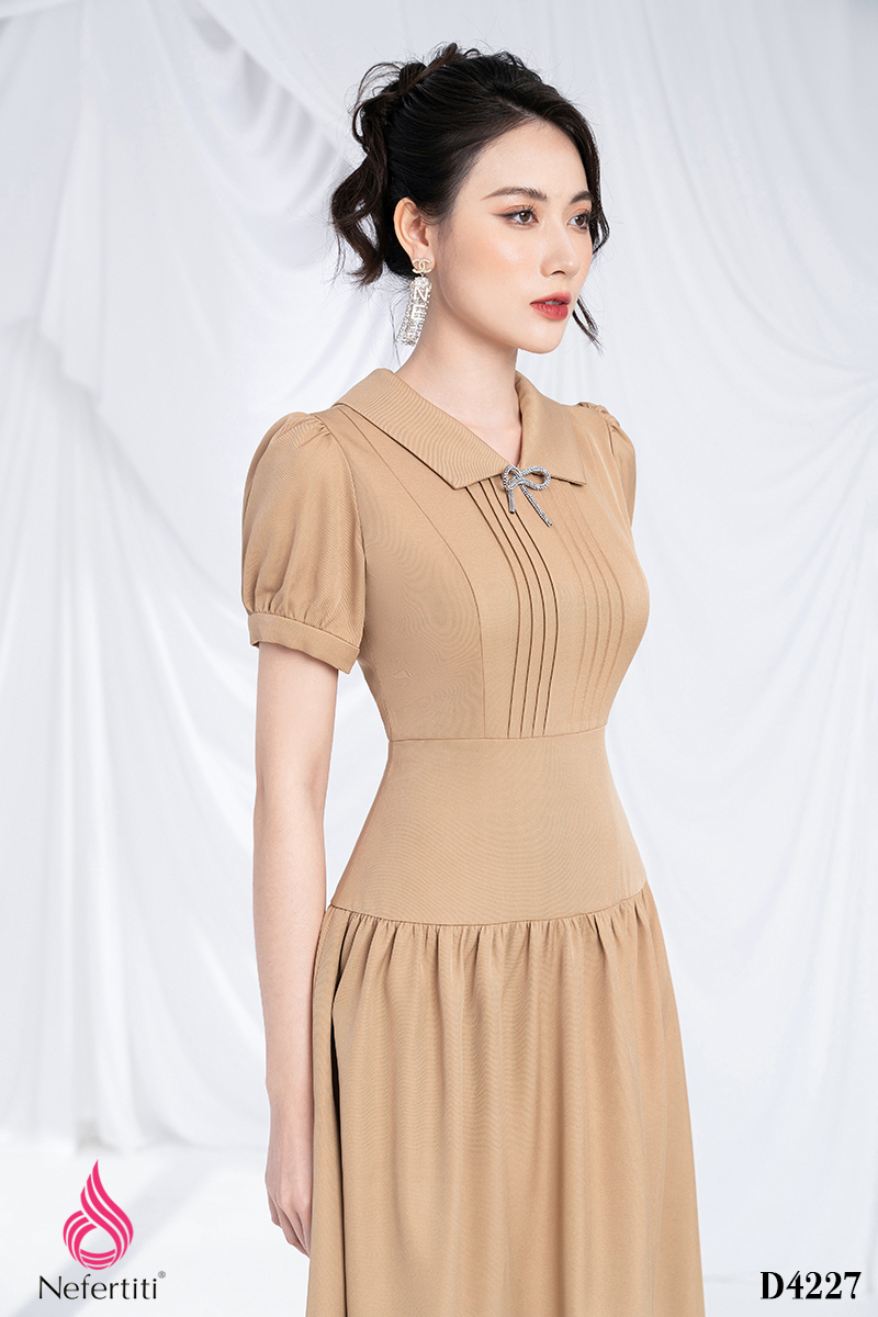 3D4227 - ĐẦM XẾP LI XÒE TAY BỒNG