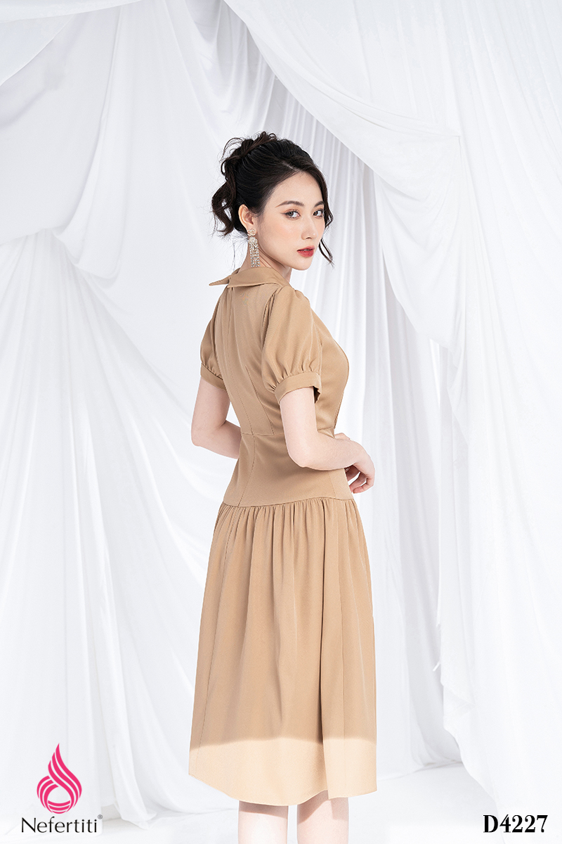 3D4227 - ĐẦM XẾP LI XÒE TAY BỒNG