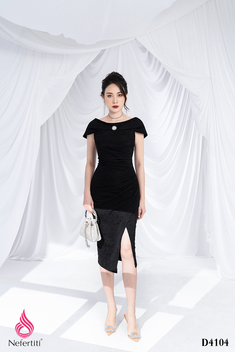 3D4104 - ĐẦM DÁNG ÔM ĐÍNH HOA ĐÁ TRANG TRÍ