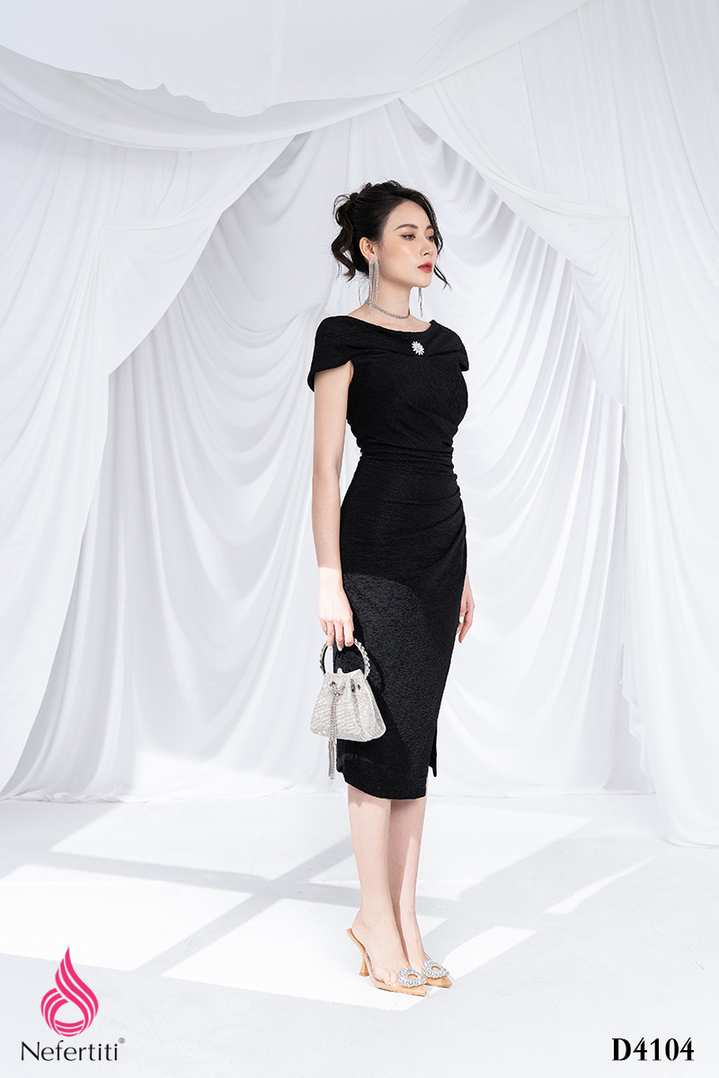 3D4104 - ĐẦM DÁNG ÔM ĐÍNH HOA ĐÁ TRANG TRÍ