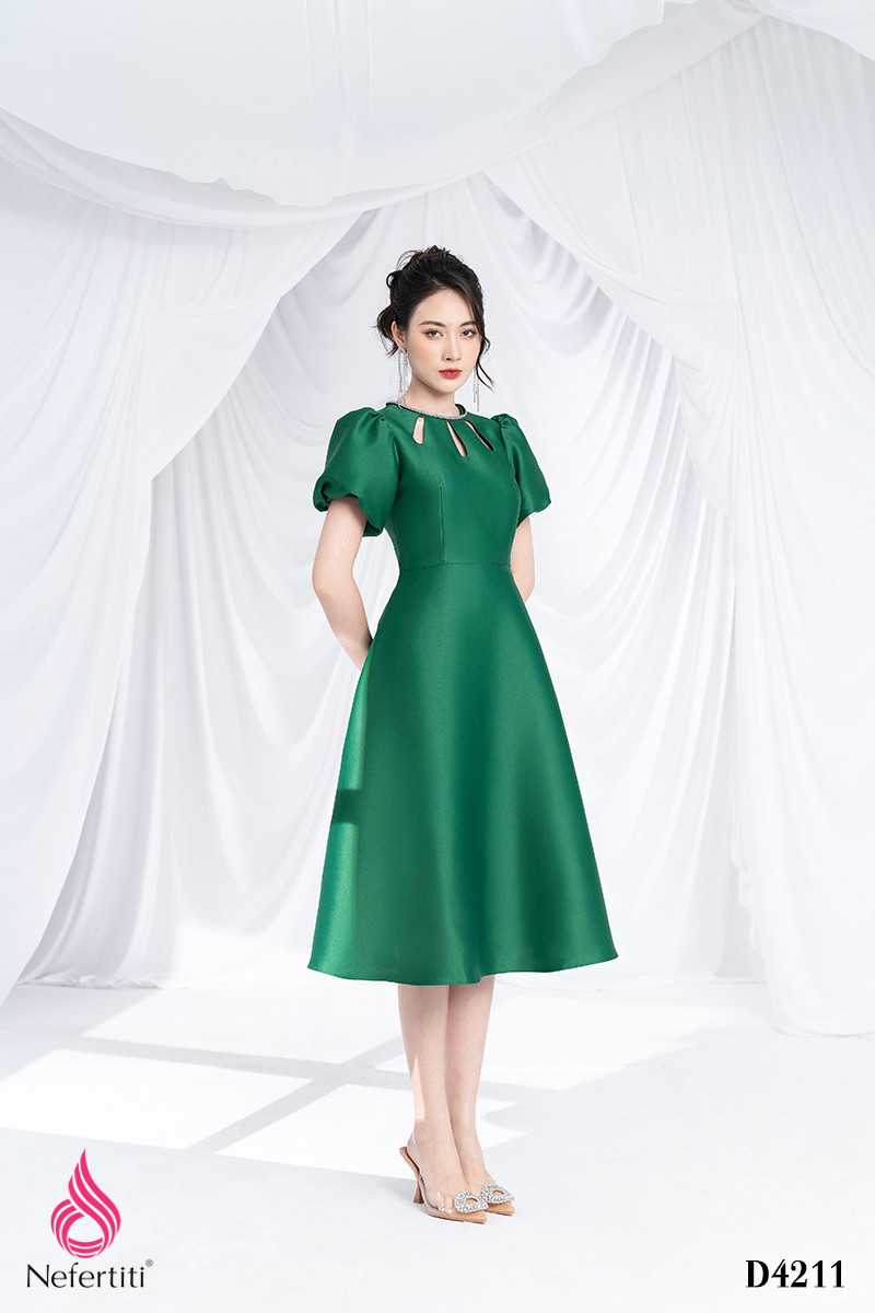 3D4211 - ĐẦM TAFTA XANH