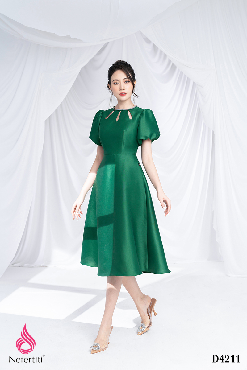 3D4211 - ĐẦM TAFTA XANH