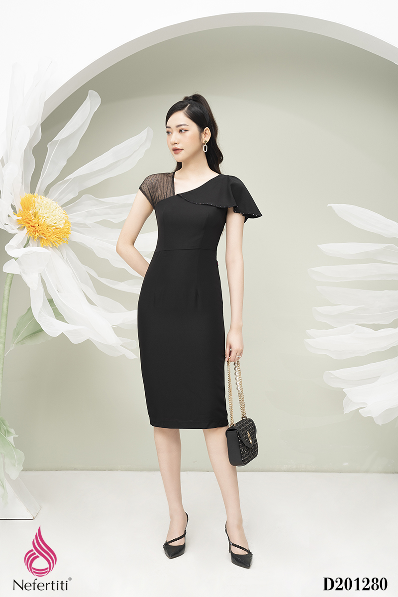 2D201280 - ĐẦM PHỐI LƯỚI DÁNG ÔM