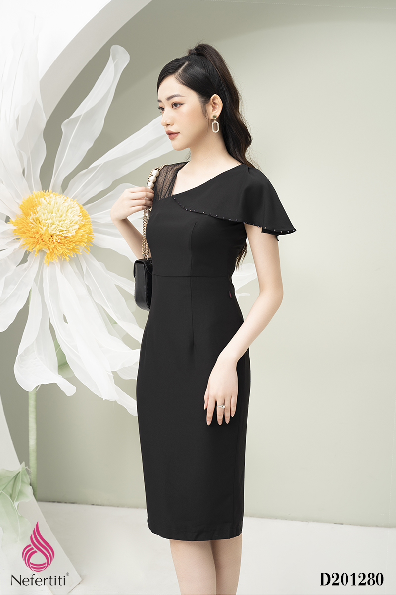 2D201280 - ĐẦM PHỐI LƯỚI DÁNG ÔM