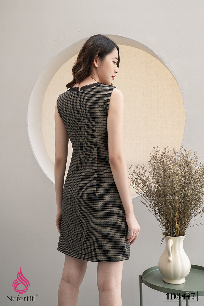 3D3447 - ĐẦM SUÔNG CỔ ĐÍNH NƠ