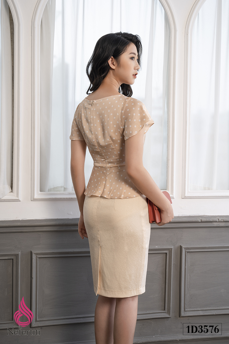 1D3576 - ĐẦM PEPLUM CHẤM BI