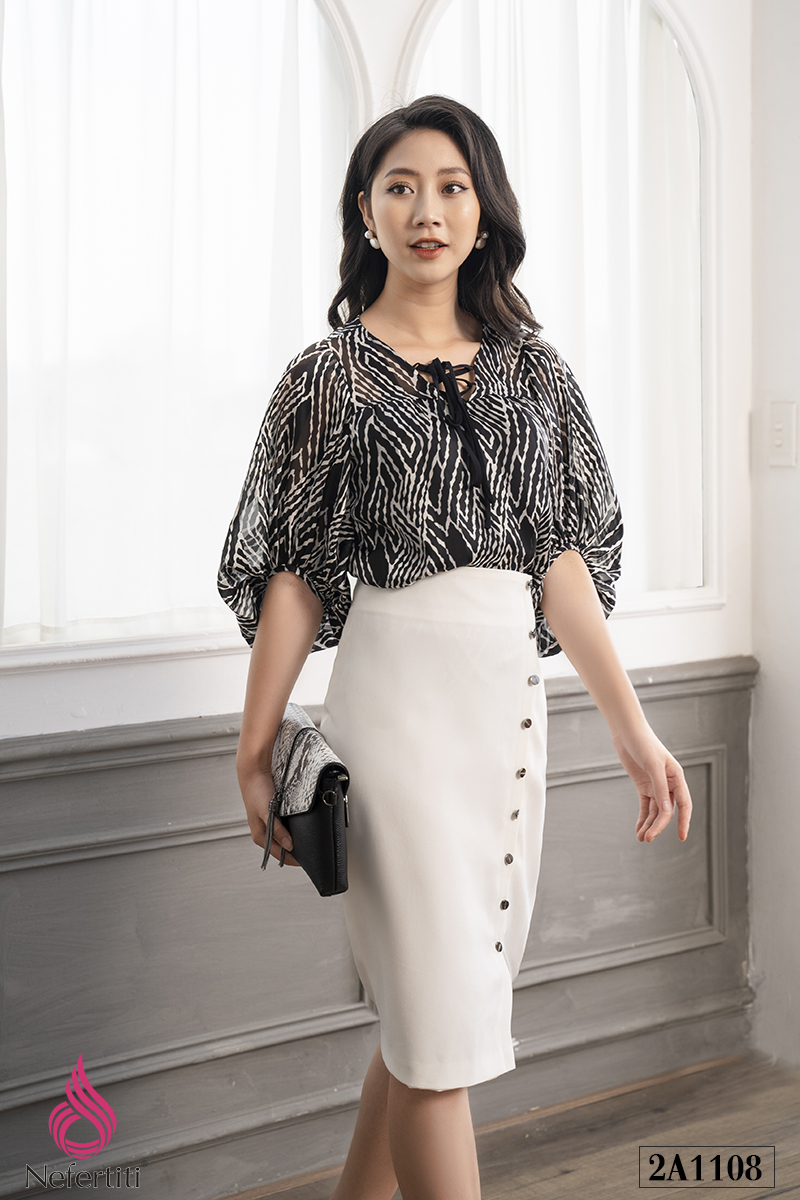 2A1108 - SƠ MI CỔ V ĐAN DÂY CÁCH ĐIỆU