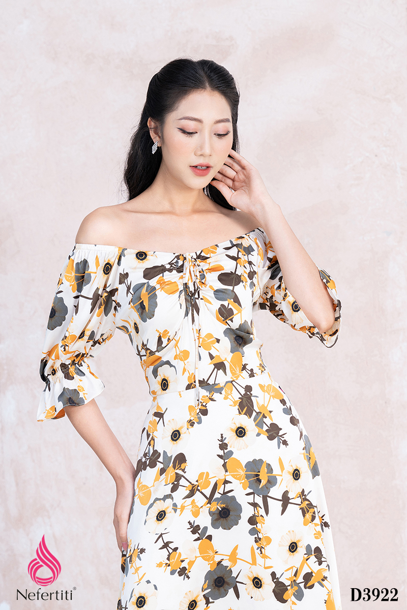 1D3922 - ĐẦM HOA DÁNG DÀI