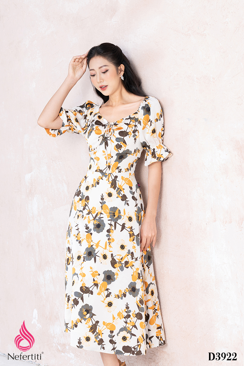 1D3922 - ĐẦM HOA DÁNG DÀI