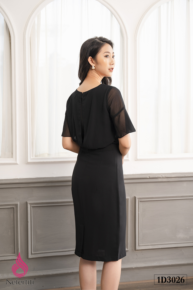 1D3026 - ĐẦM ĐEN PHỐI VOAN