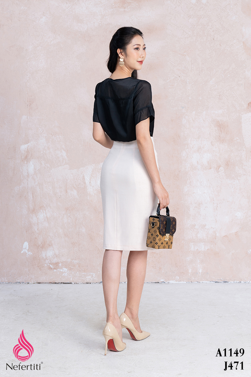 1A1149 - ÁO SƠ MI NGẮN TAY PHỐI VOAN