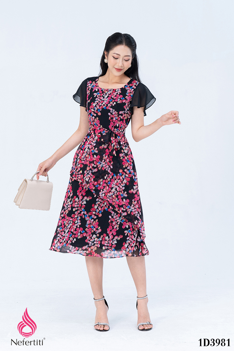 1D3981 - ĐẦM HOA VẠT CHÉO CÁCH ĐIỆU