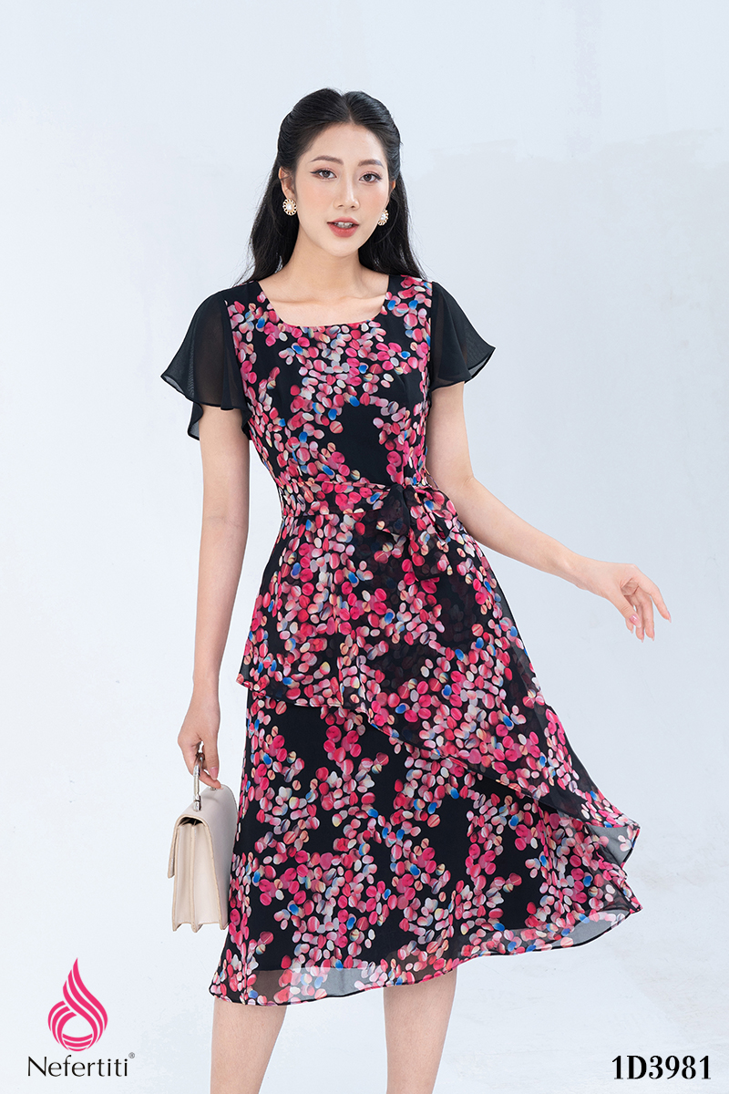 1D3981 - ĐẦM HOA VẠT CHÉO CÁCH ĐIỆU