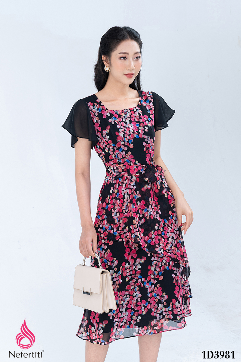 1D3981 - ĐẦM HOA VẠT CHÉO CÁCH ĐIỆU