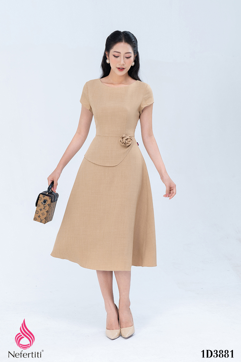 1D3881 - ĐẦM PEPLUM ĐÍNH HOA TRANG TRÍ
