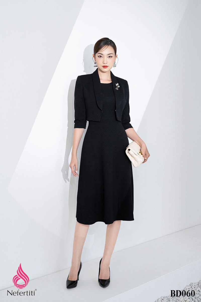 Váy hai dây màu đen dáng xoè thanh lịch IVY by Chansee | Shopee Việt Nam