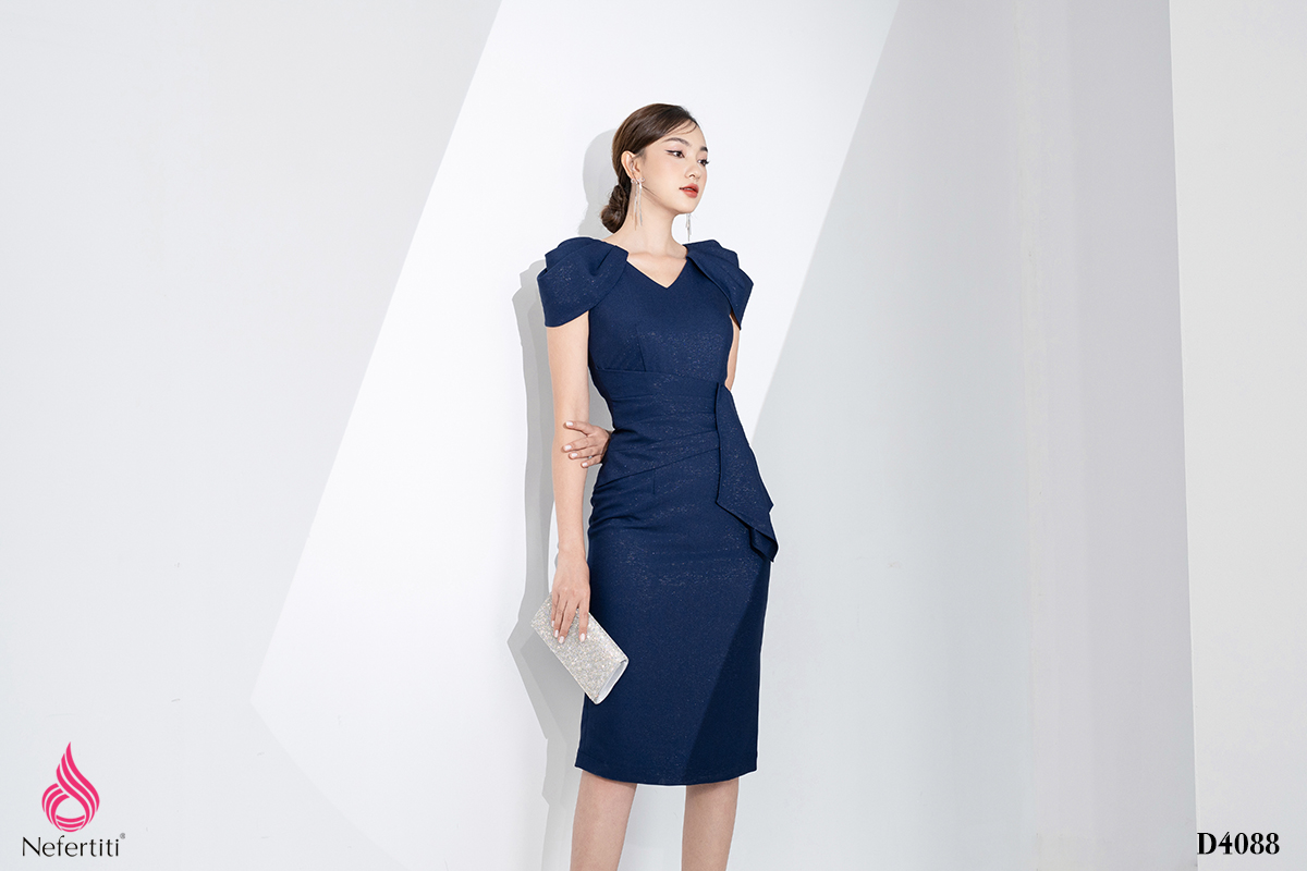 3D4088 - ĐẦM VAI BỒNG XẾP LI