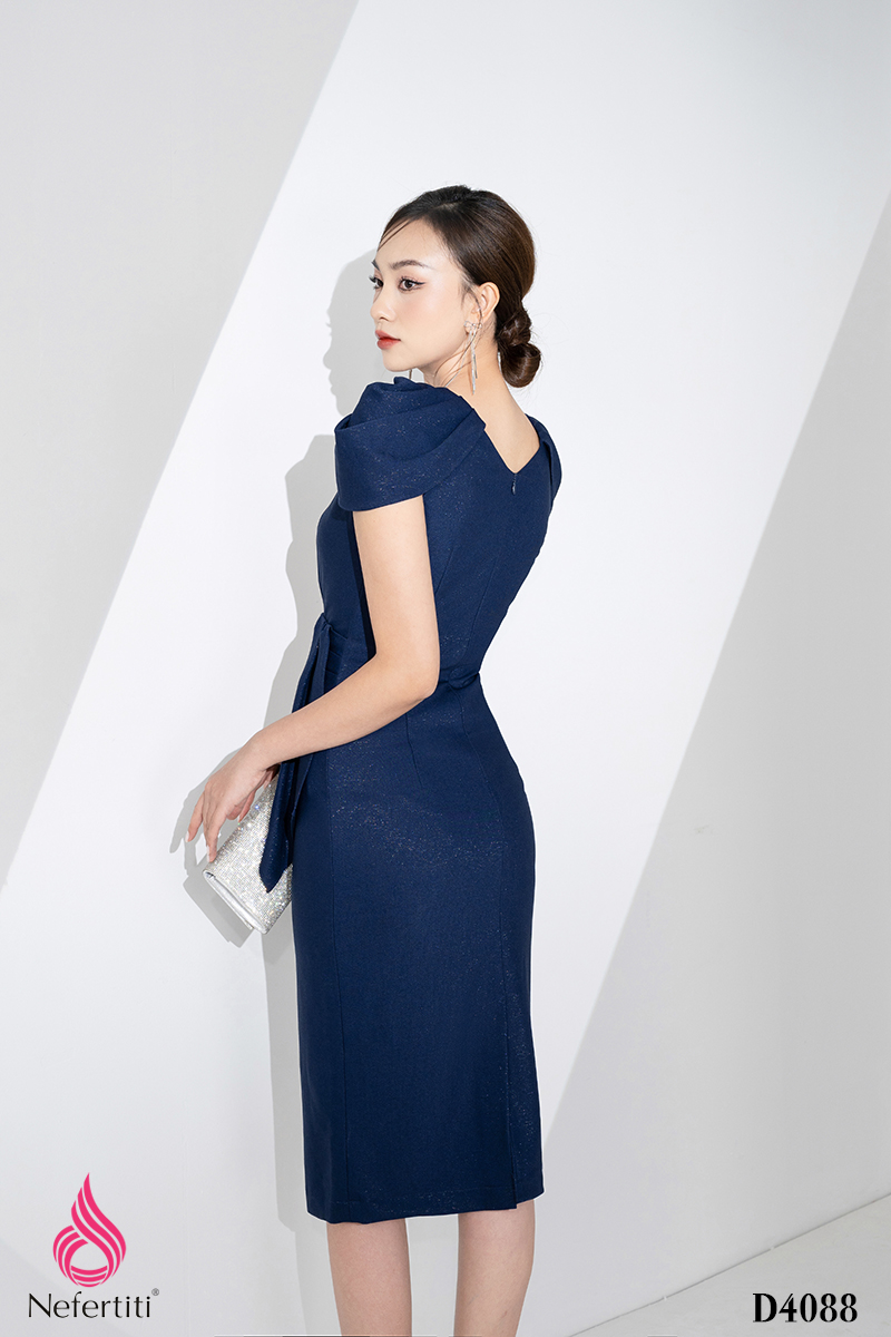 3D4088 - ĐẦM VAI BỒNG XẾP LI