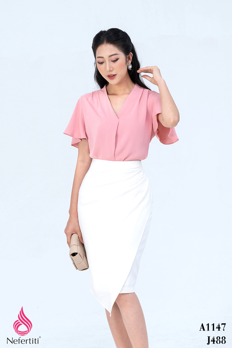 1A1147 - ÁO SƠ MI TAY RỦ ĐIỆU ĐÀ