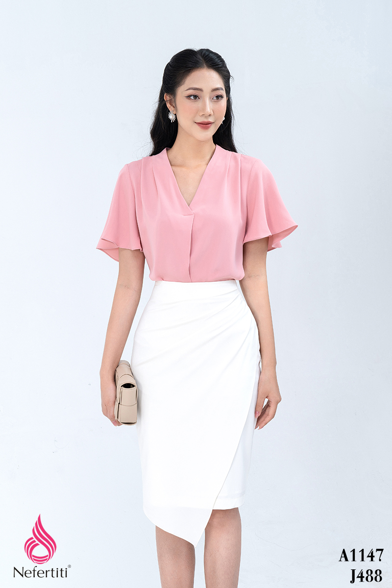 1A1147 - ÁO SƠ MI TAY RỦ ĐIỆU ĐÀ