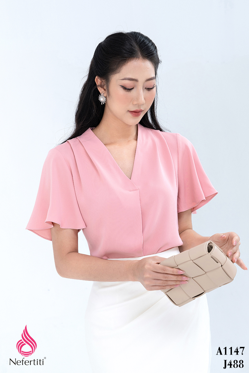 1A1147 - ÁO SƠ MI TAY RỦ ĐIỆU ĐÀ