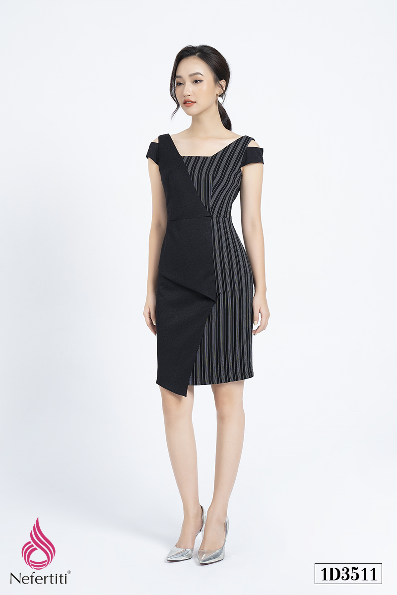 1D3511 - ĐẦM ĐEN PHỐI HỌA TIẾT