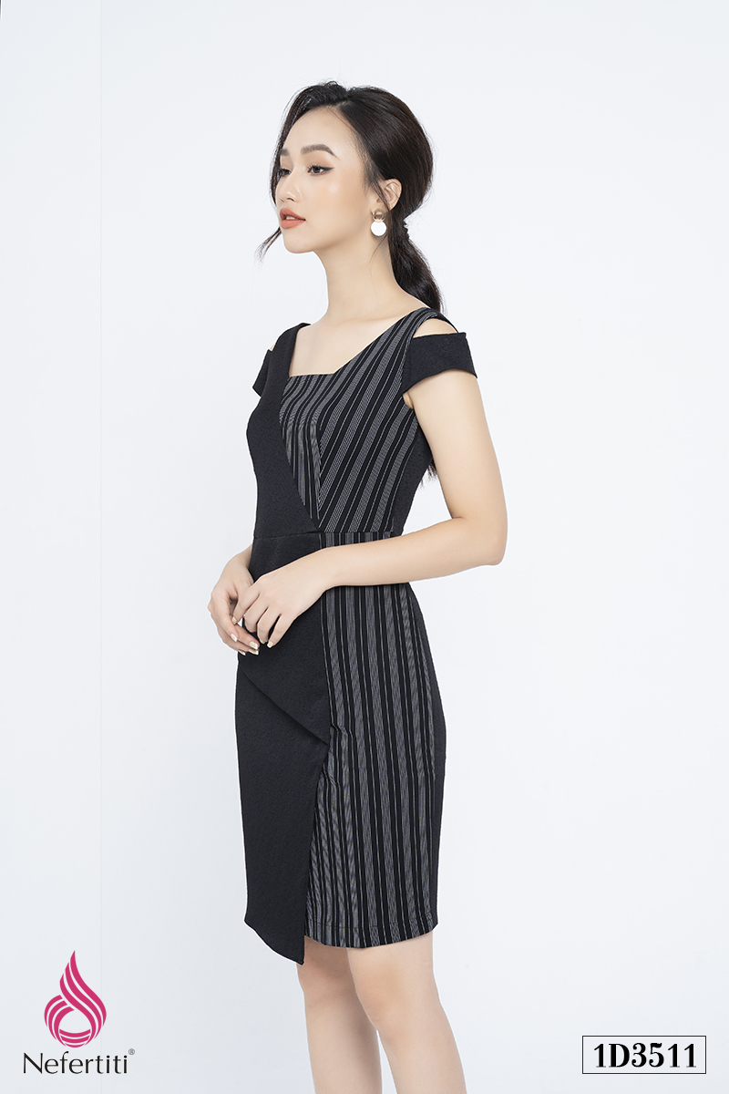 1D3511 - ĐẦM ĐEN PHỐI HỌA TIẾT