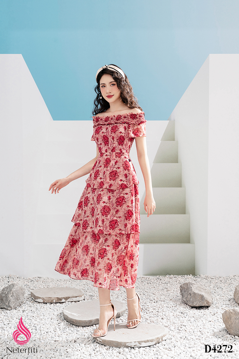 1D4272 - ĐẦM TRỄ VAI HỌA TIẾT