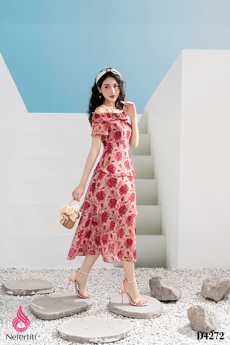 1D4272 - ĐẦM TRỄ VAI HỌA TIẾT