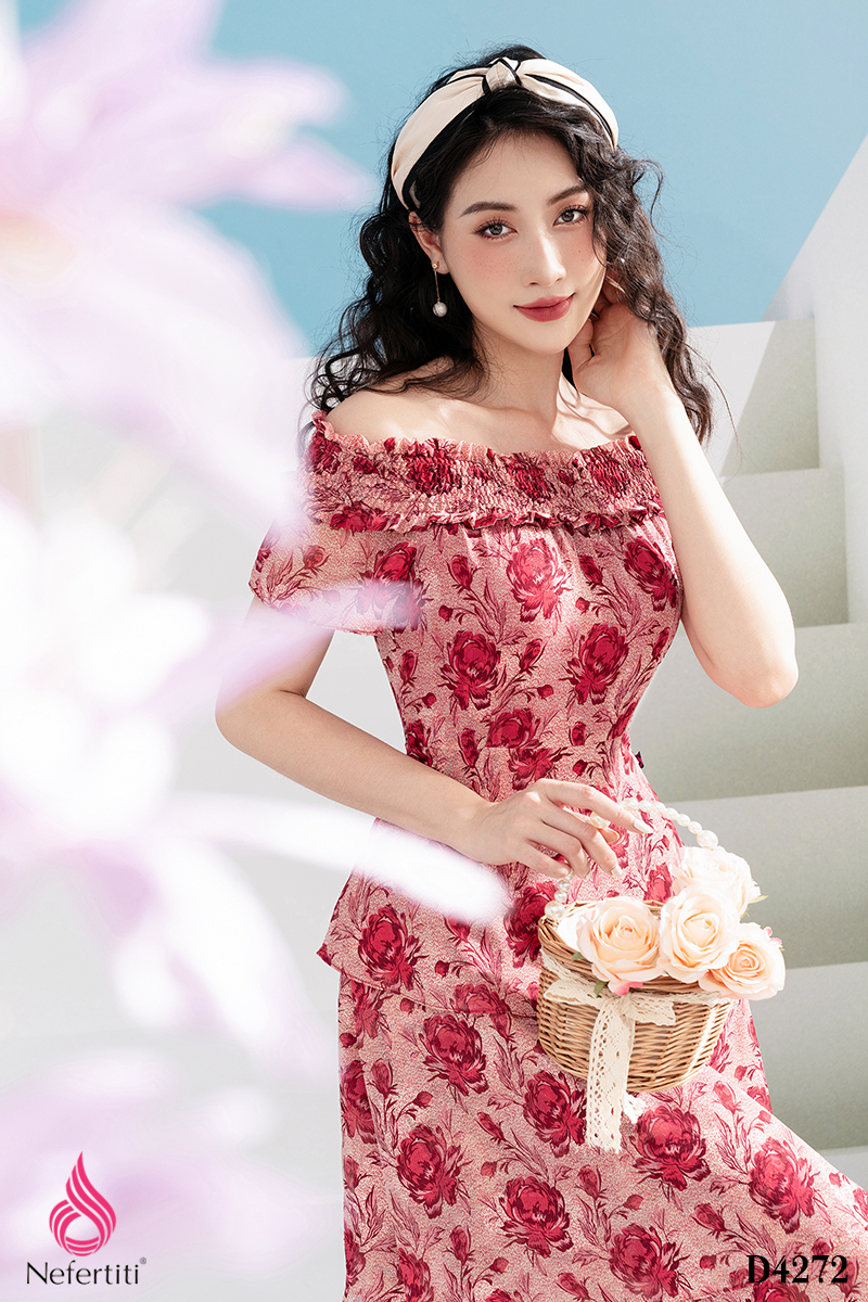 1D4272 - ĐẦM TRỄ VAI HỌA TIẾT